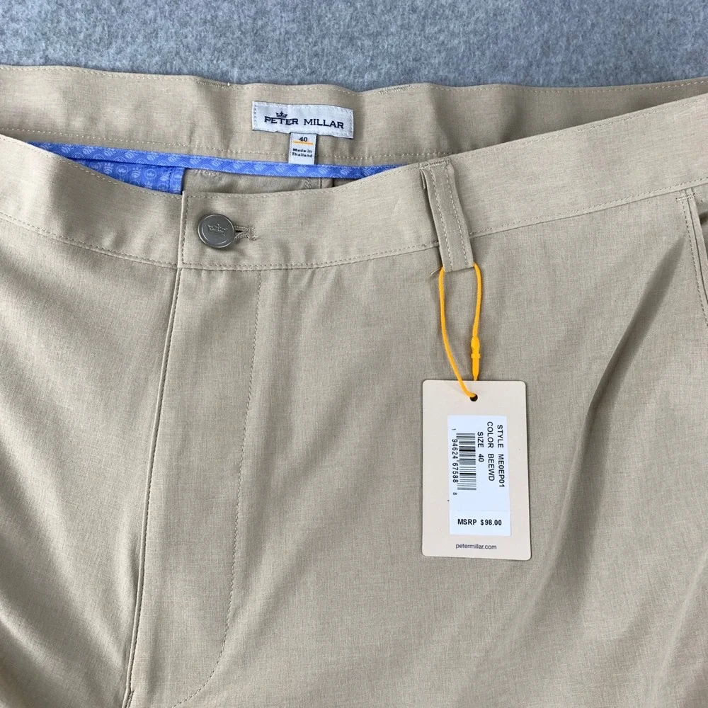 Peter Millar Shorts Mens 40 Tan Crown Sport Performance Golf MSRP $98‎